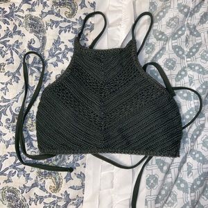 Crochet Army Green Bikini Top XS